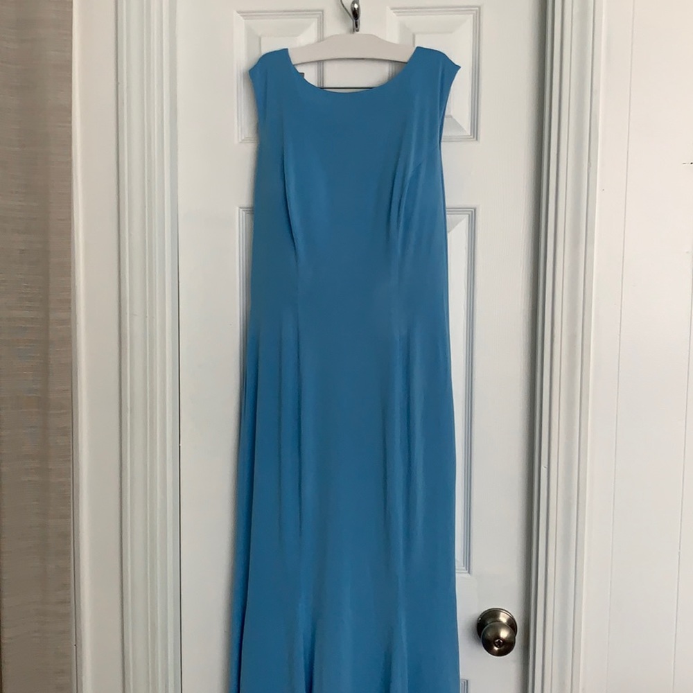 Dusty Blue Backless Mermaid Long Formal Gown